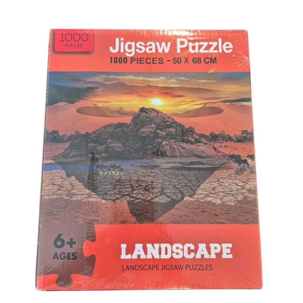 Pip Games New 1000 Piece Landscape Jigsaw Puzzle - Desert Oasis Sunset
